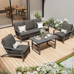 Aluminum Patio Furniture Set Metal Outdoor Furniture Aluminum Patio Set, Modern Patio Furniture Conversation Set Clearance